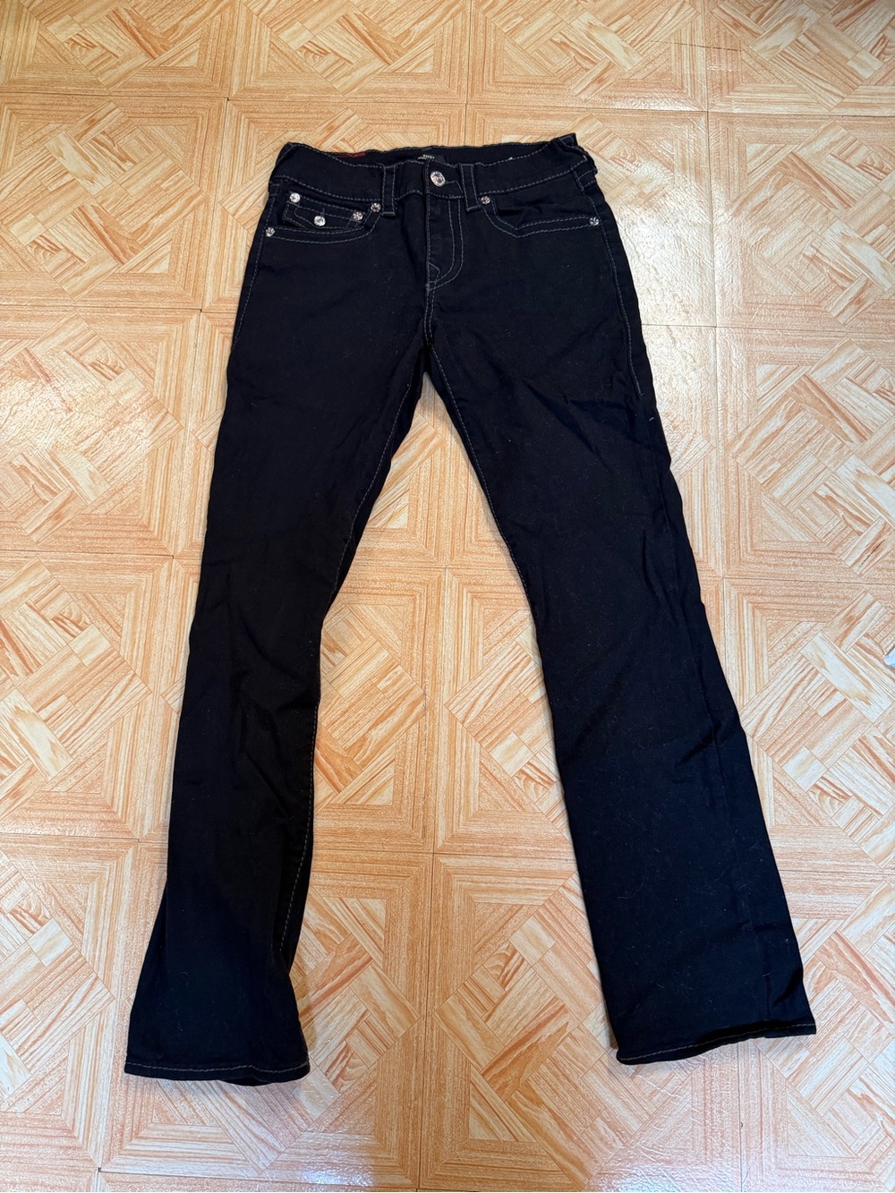 black straight leg true religion jeans